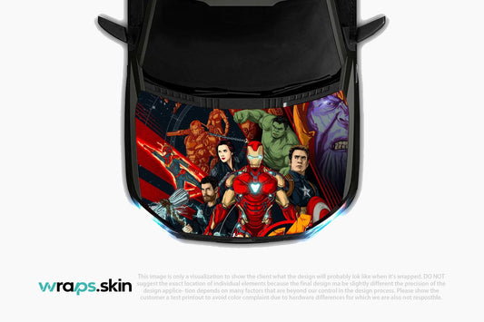 Custom Superhero-Themed Car Hood Wrap